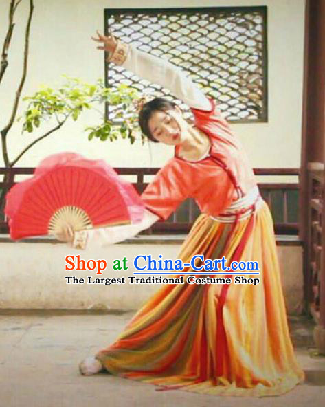 Chinese Beautiful Dance Tong Que Fu Costume Traditional Classical Dance Competition Stage Show Dress for Women