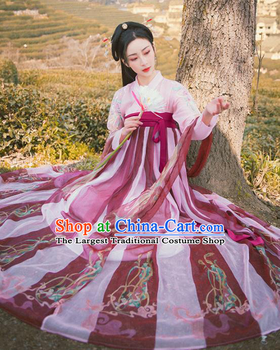 Traditional Chinese Tang Dynasty Historical Costume Ancient Court Princess Hanfu Dress for Women