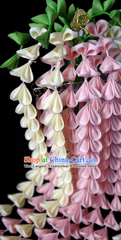 Japanese Geisha Kimono Wisteria Tassel Hairpins Traditional Yamato Hair Accessories for Women