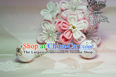 Japanese Geisha Kimono Sakura Butterfly Hair Comb Tassel Hairpins Traditional Yamato Hair Accessories for Women