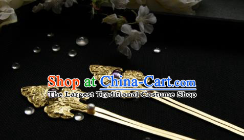 Chinese Ancient Ming Dynasty Hairpins Golden Peony Hair Clip Traditional Hanfu Hair Accessories for Women