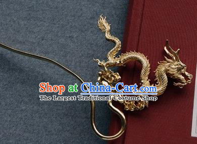 Chinese Ancient Ming Dynasty Hairpins Golden Dragon Hair Clip Traditional Hanfu Hair Accessories for Women