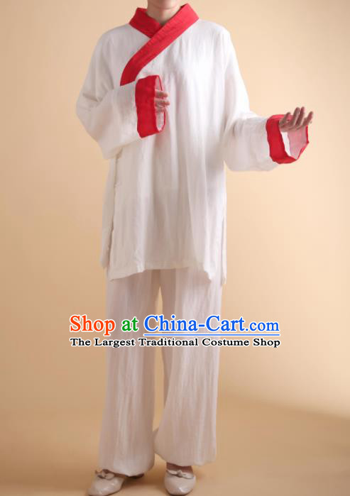 Chinese Traditional Martial Arts Kung Fu Red Slant Opening Costumes Tai Chi Competition Clothing for Women