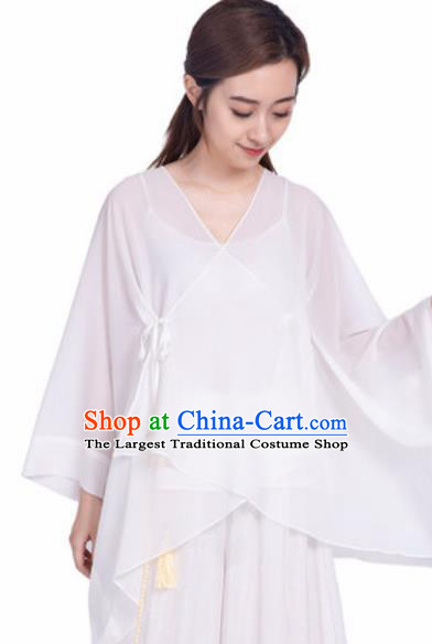 Chinese Traditional Martial Arts White Costumes Tai Chi Competition Clothing for Women