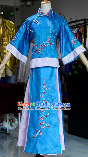 Chinese Ancient Drama Court Lady Blue Costumes Traditional Qing Dynasty Young Mistress Dress for Women