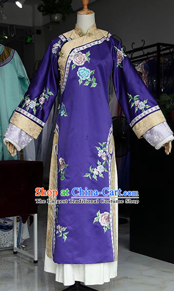 Chinese Ancient Drama Empress Purple Costumes Traditional Qing Dynasty Palace Queen Dress for Women