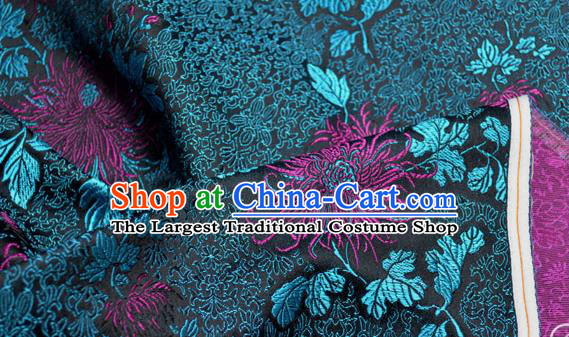 Traditional Chinese Royal Purple Chrysanthemum Pattern Design Brocade Silk Fabric Asian Satin Material