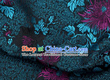 Traditional Chinese Royal Purple Chrysanthemum Pattern Design Brocade Silk Fabric Asian Satin Material