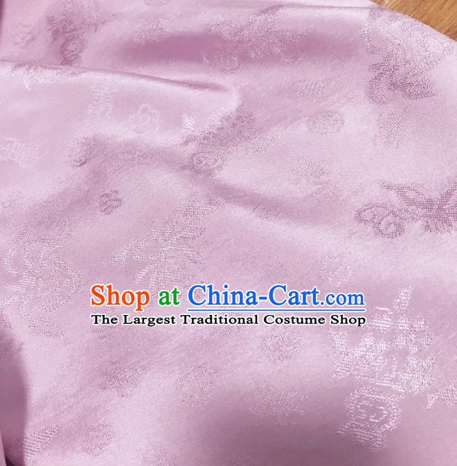 Traditional Chinese Royal Lotus Pattern Design Lilac Brocade Silk Fabric Asian Satin Material