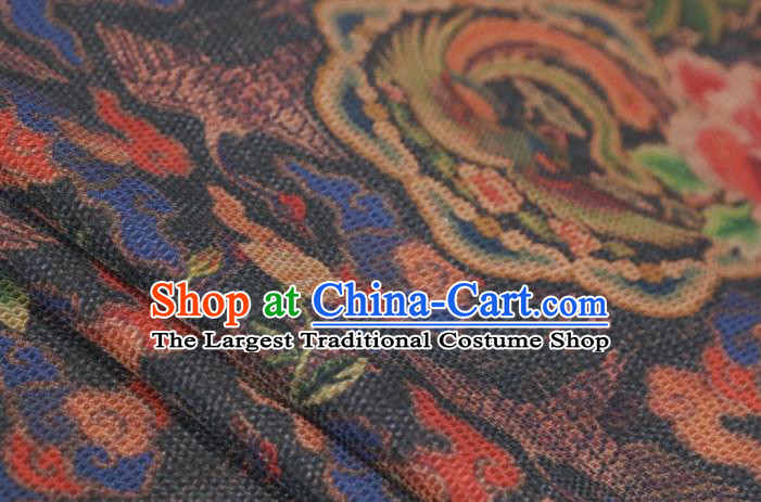 Chinese Traditional Peony Flowers Pattern Design Brown Satin Brocade Fabric Asian Silk Material