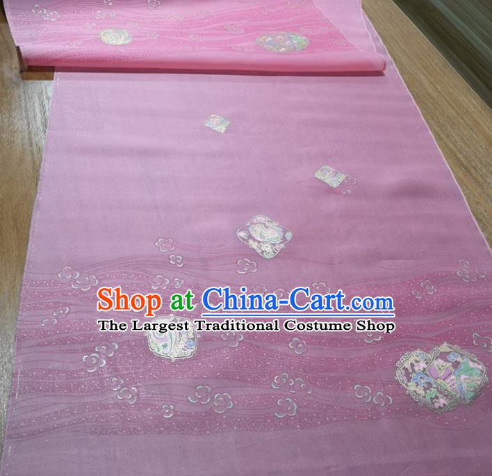 Chinese Traditional Peach Blossom Pattern Design Pink Silk Fabric Brocade Asian Satin Material