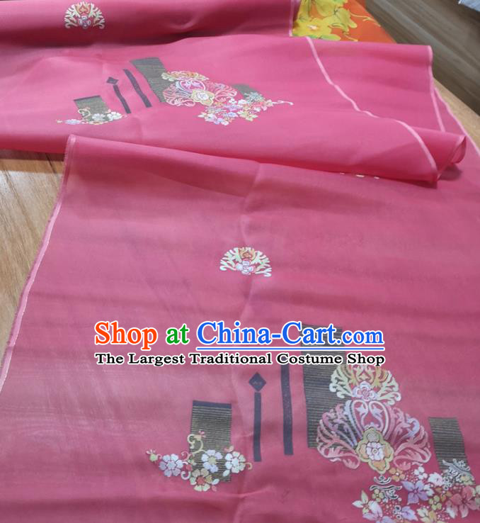 Chinese Traditional Peach Blossom Pattern Design Rosy Silk Fabric Brocade Asian Satin Material