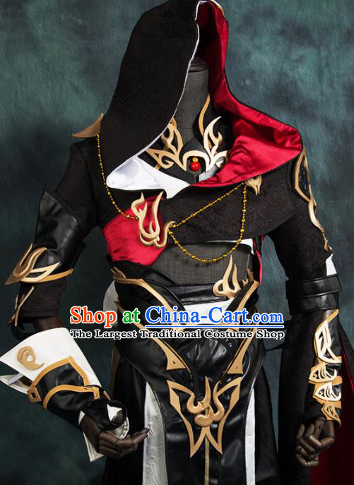 Chinese Ancient Drama Cosplay Young Hero Knight Black Clothing Traditional Hanfu Swordsman Costume for Men