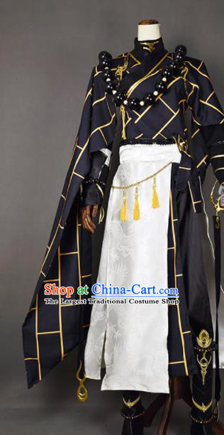 Chinese Ancient Cosplay Knight Monk Black Clothing Traditional Hanfu Swordsman Costume for Men