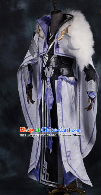 Chinese Ancient Drama Cosplay Knight Young General White Clothing Traditional Hanfu Swordsman Costume for Men