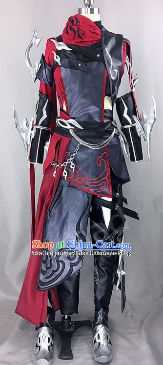 Chinese Ancient Drama Cosplay Assassin Knight Black Clothing Traditional Hanfu Swordsman Costume for Men