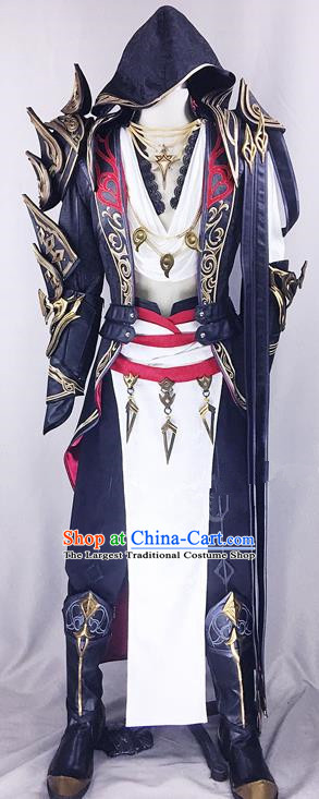 Chinese Ancient Drama Cosplay Assassin Young Knight Black Clothing Traditional Hanfu Swordsman Costume for Men