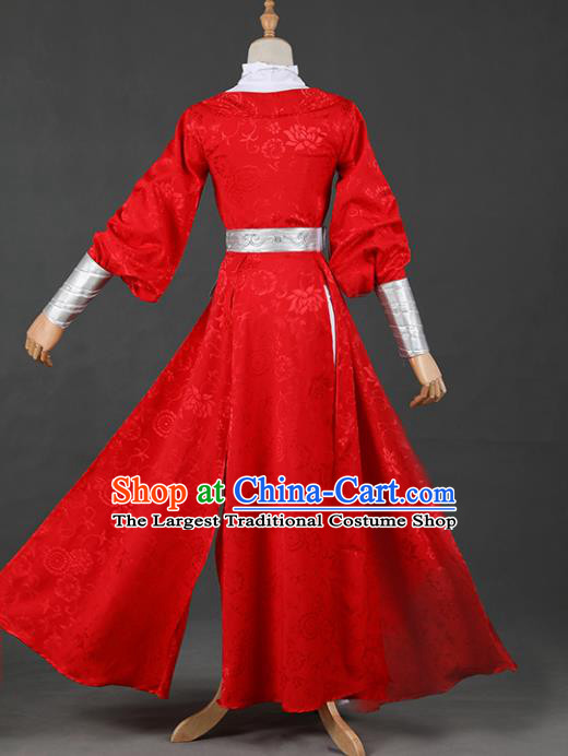 Chinese Ancient Drama Cosplay Knight Imperial Bodyguard Red Clothing Traditional Hanfu Swordsman Costume for Men