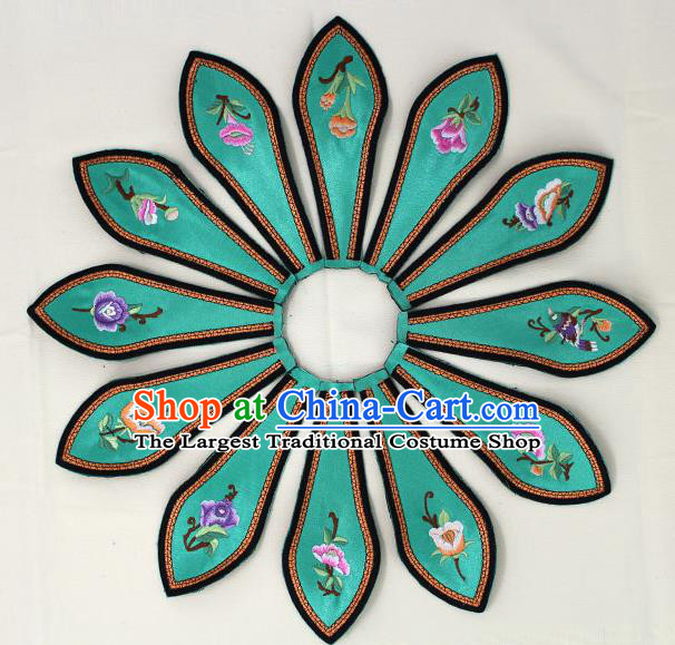 Chinese Ancient Qing Dynasty Princess Embroidered Green Shoulder Cappa Traditional Embroidery Appliqu Craft for Women