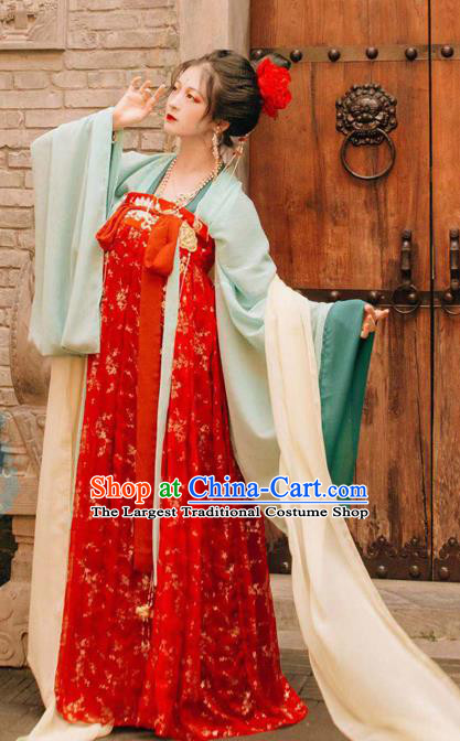 Chinese Traditional Cosplay Princess Red Dress Custom Ancient Tang Dynasty Imperial Consort Costume for Women