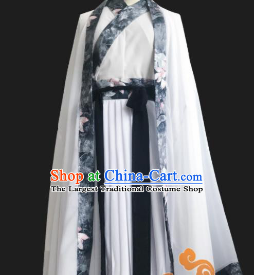 Chinese Traditional Cosplay Swordswoman Fairy Princess White Dress Custom Ancient Jin Dynasty Imperial Consort Costume for Women