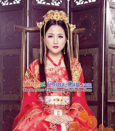 Traditional Chinese Cosplay Princess Wedding Red Dress Ancient Bride Swordswoman Costume for Women