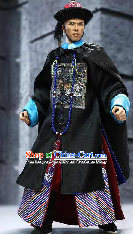 Chinese Ancient Guangzhou Minister Clothing Traditional Qing Dynasty Admiral Costumes and Hat Complete Set for Men