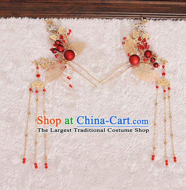 Chinese Ancient Bride Hair Claws Tassel Hairpins Traditional Hanfu Wedding Hair Accessories for Women