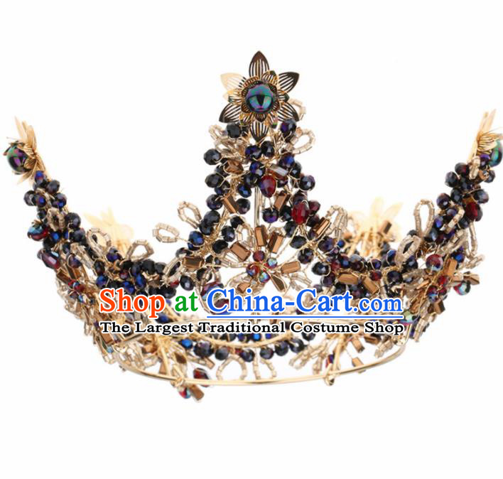 Top Grade Handmade Baroque Black Royal Crown Traditional Princess Wedding Hair Accessories for Women