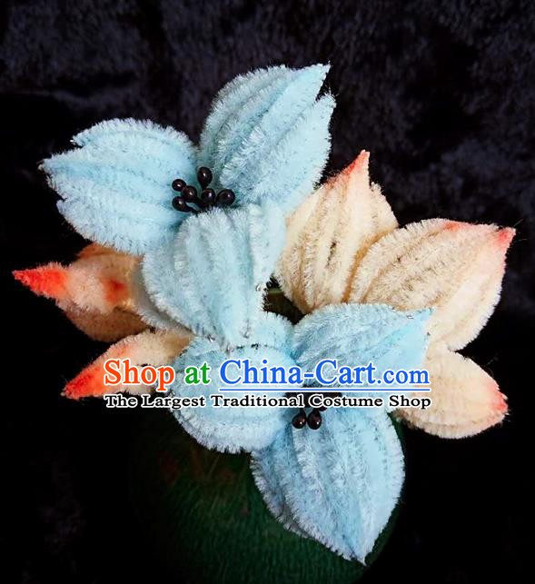 Chinese Ancient Court Velvet Plum Blossom Hairpins Traditional Hanfu Handmade Hair Accessories for Women