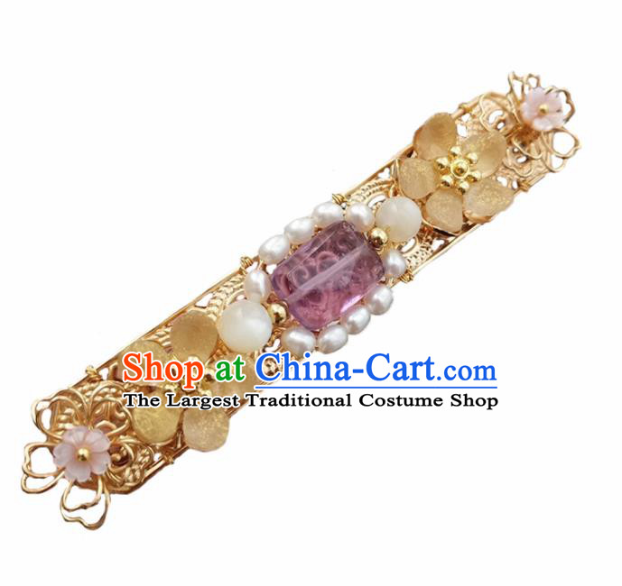 Chinese Ancient Princess Golden Hair Clip Hairpins Traditional Handmade Hanfu Hair Accessories for Women