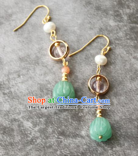 Chinese Ancient Court Carving Pumpkin Earrings Traditional Princess Hanfu Wedding Ear Accessories for Women