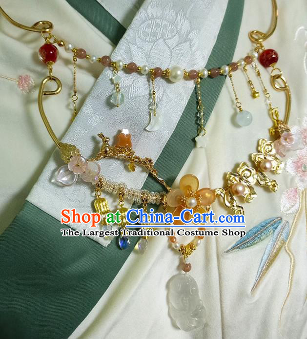 Chinese Ancient Court Goldfish Tassel Necklace Traditional Princess Hanfu Wedding Accessories for Women