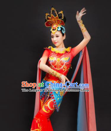 Chinese Spring Festival Gala Dunhuang Flying Apsaras Dance Red Dress Traditional Classical Dance Costume for Women