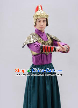Traditional Chinese Ancient Drama Costumes Chinese Northern and Southern Dynasties Warrior Helmet and Armour for Men