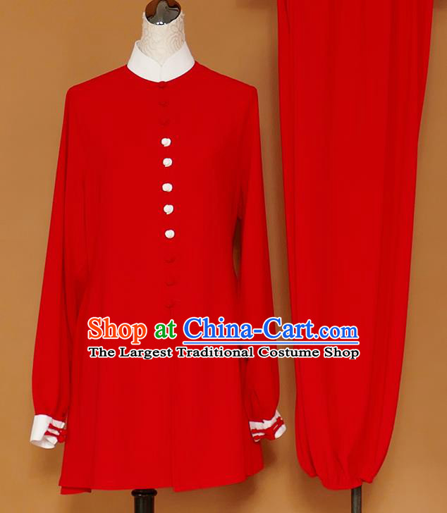 Chinese Professional Martial Arts Red Costume Traditional Kung Fu Competition Tai Chi Clothing for Women