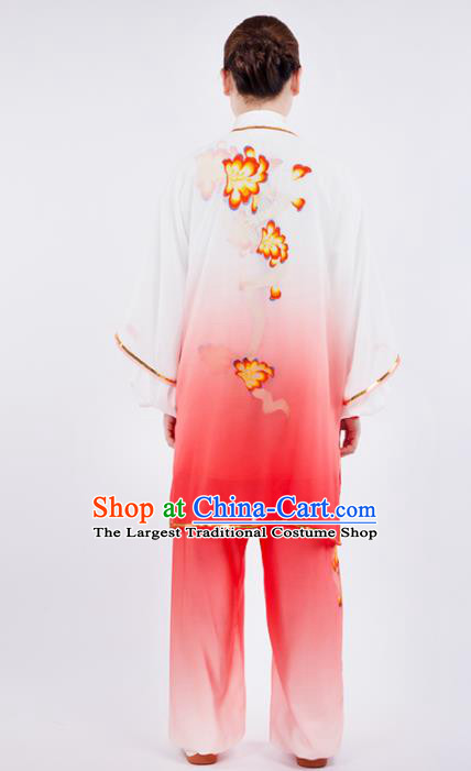 Chinese Traditional Martial Arts Gradient Red Costume Kung Fu Competition Tai Chi Training Clothing for Women