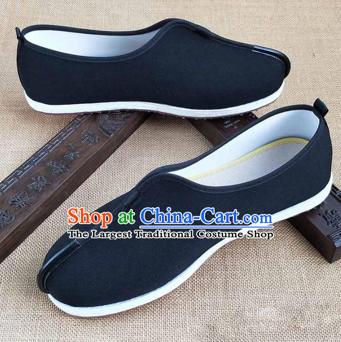 Traditional Chinese Black Monk Shoes Handmade Multi Layered Cloth Shoes Martial Arts Shoes for Men