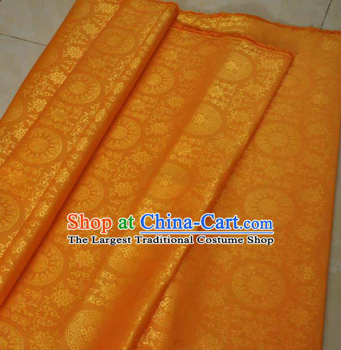 Asian Chinese Traditional Buddhism Pattern Design Golden Brocade Fabric Tibetan Robe Silk Material