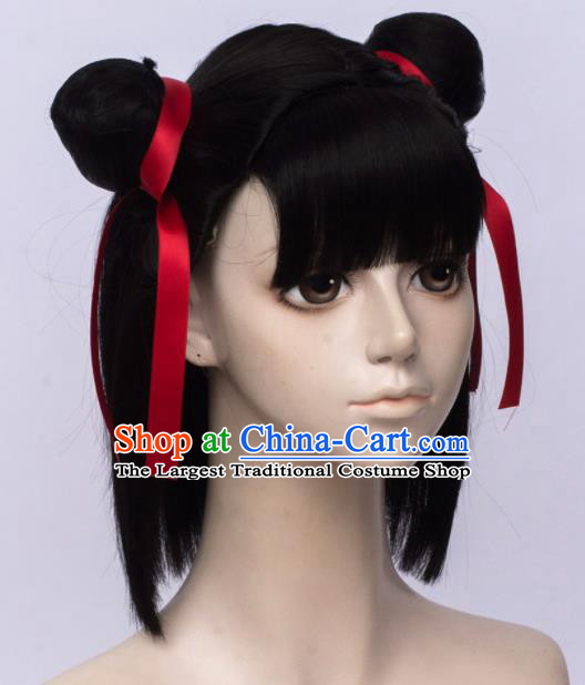 Customized Chinese Cosplay Black Wigs Drama Ne Zha Hair Accessories Wig Sheath