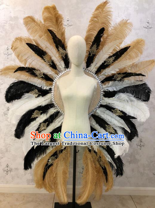 Customized Halloween Samba Dance Ostrich Feather Props Brazil Parade Giant Backboard for Women