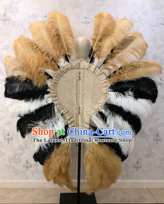 Customized Halloween Samba Dance Ostrich Feather Props Brazil Parade Giant Backboard for Women
