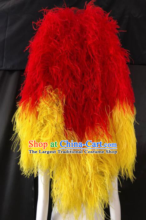 Customized Halloween Carnival Red and Yellow Feather Giant Hair Accessories Brazil Parade Samba Dance Headpiece for Women