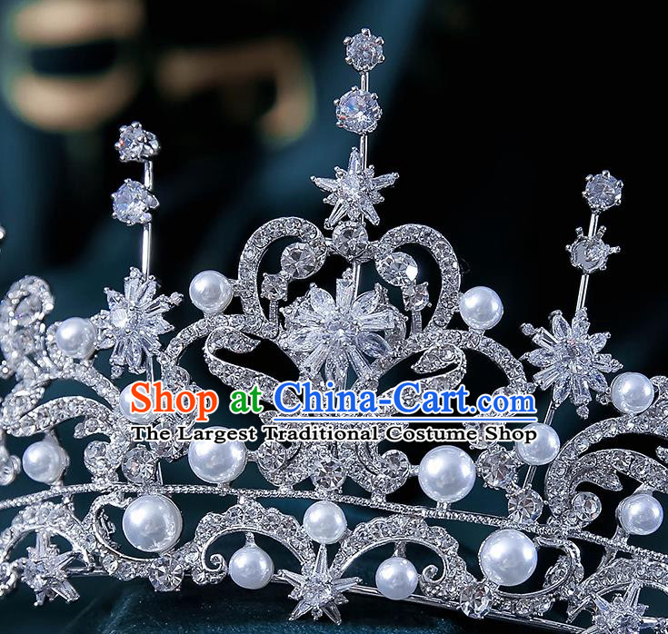Top Grade Handmade Princess Zircon Stars Royal Crown Wedding Bride Hair Accessories for Women