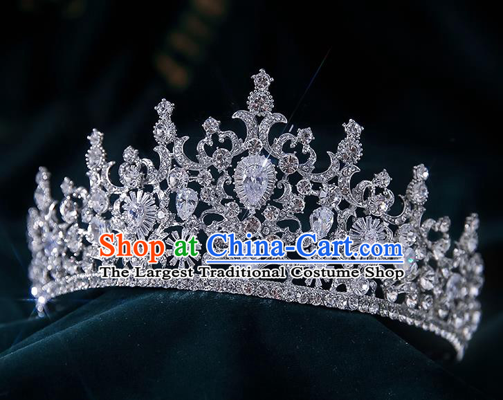 Top Grade Handmade Princess Zircon Crystal Royal Crown Wedding Bride Hair Accessories for Women