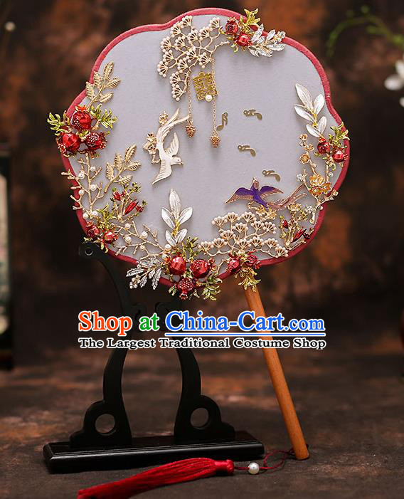 Chinese Traditional Wedding Prop Silk Fan Ancient Bride Palace Fans for Women