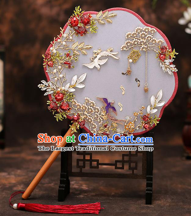 Chinese Traditional Wedding Prop Silk Fan Ancient Bride Palace Fans for Women