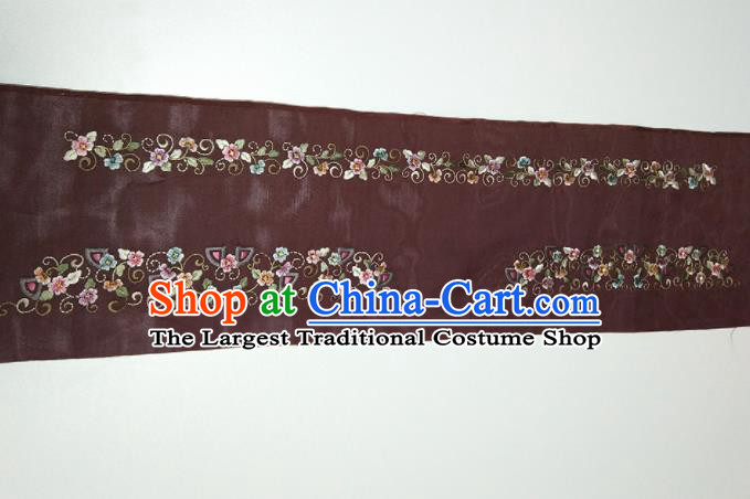 Asian Chinese Traditional Embroidered Flowers Pattern Design Brown Silk Fabric China Hanfu Silk Material