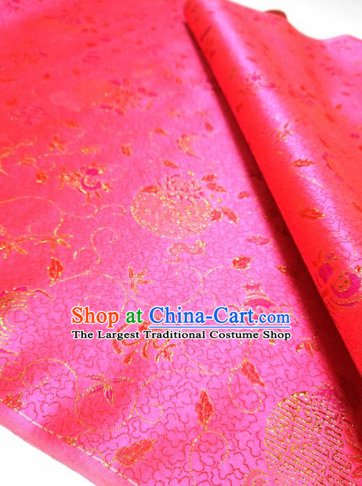 Asian Chinese Traditional Pattern Design Rosy Brocade Silk Fabric China Hanfu Satin Material