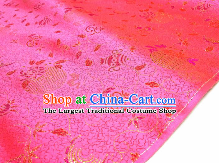 Asian Chinese Traditional Pattern Design Rosy Brocade Silk Fabric China Hanfu Satin Material